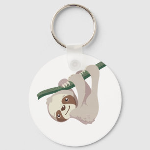 Cute Baby Sloth on a Branch Key Ring