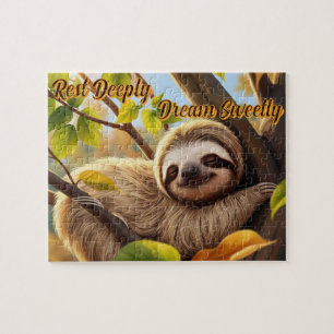 Cute Baby Sloth "Rest Deeply, dream sweetly" sweet Jigsaw Puzzle