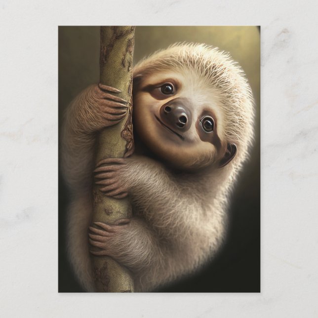 Cute Baby Sloth Smiling Wildlife Nature Animal Postcard (Front)