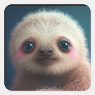 Cute Baby Sloth Square Sticker
