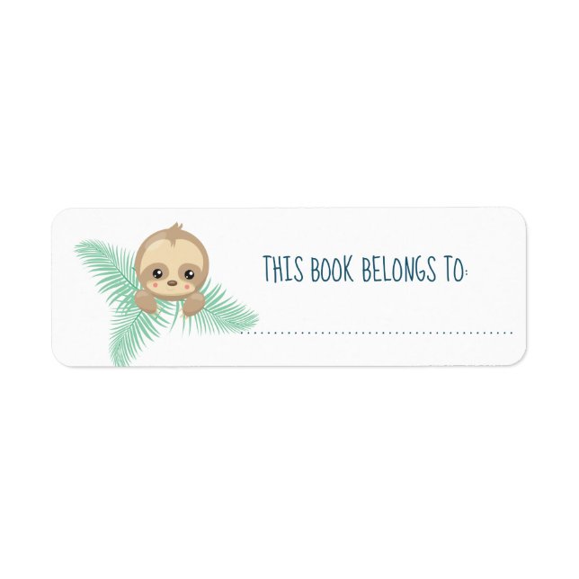 Cute Baby Sloth This Book Belongs To Label Sticker (Front)