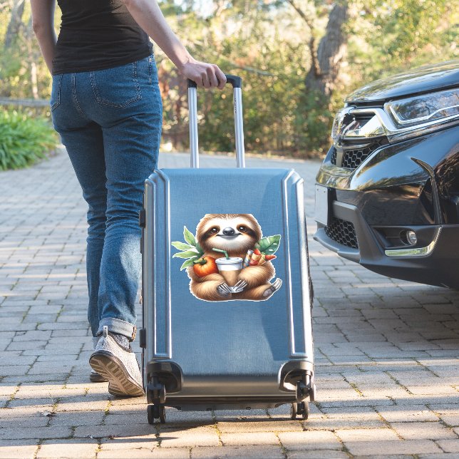 Cute Baby Sloth with Pumpkin Coffee and Pancakes w (Suitcase Insitu)