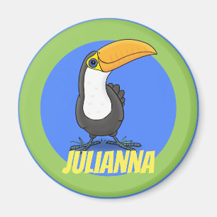 Cute baby smiling toucan cartoon magnet