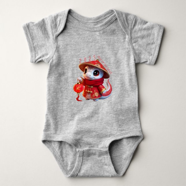 Cute Baby Snake Chinese New Year 2025 Baby T Baby Bodysuit (Front)