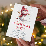 Cute Baby Snowman Christmas Party Invitation<br><div class="desc">Bring the magic of winter to your holiday celebration with our Cute Snowman Christmas Party invitations! Perfect for a cosy and cheerful gathering, these invitations feature an adorable snowman in a snowy outdoor scene, setting the stage for a fun-filled and heartwarming Christmas party. ⛄ Features: Charming Design: Illustrated with a...</div>