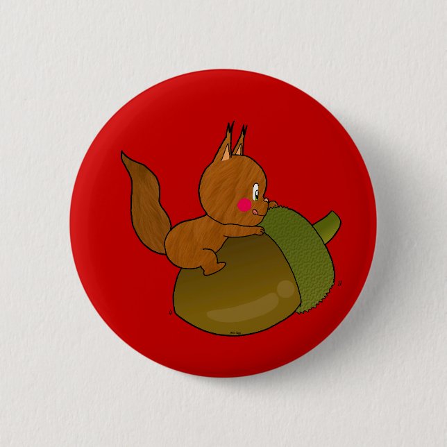cute baby squirrel 6 cm round badge (Front)