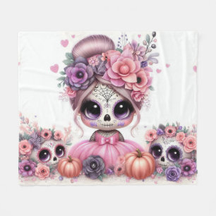 Cute baby sugar skull fleece blanket