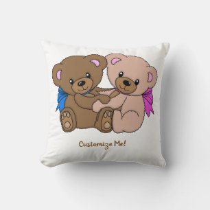 Cute Baby Teddy Bears Adorable Twins Personalized Cushion
