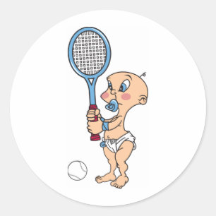 Cute Baby Tennis Classic Round Sticker