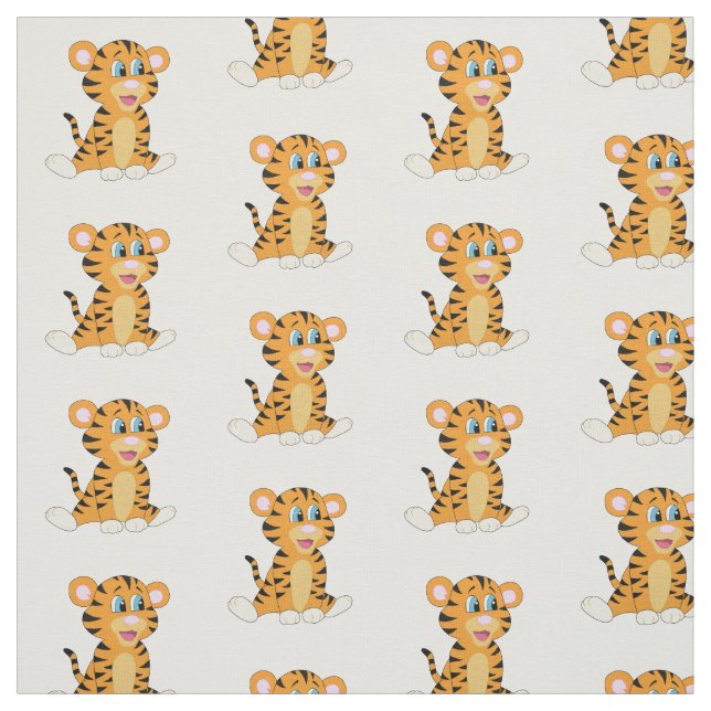 Cute Baby Tiger Animal Safari Jungle Pattern Fabric (Swatch)