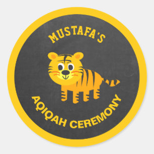 Cute Baby Tiger Aqiqah Classic Round Sticker