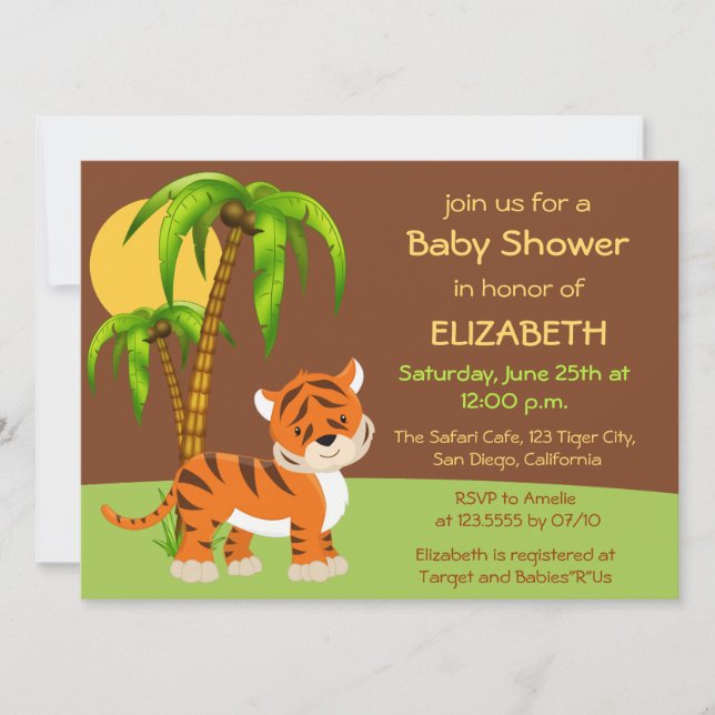 Cute Baby Tiger Baby Shower Invitation (Front)