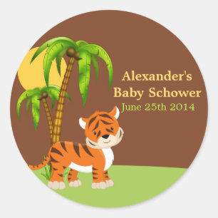 Cute Baby Tiger Baby Shower Sticker
