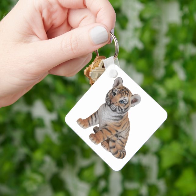 Cute Baby Tiger Cub Key Ring (Hand)