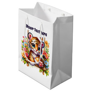 Cute baby tiger customisable medium gift bag