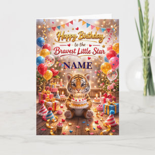 Cute Baby Tiger Happy Birthday Card for Kids