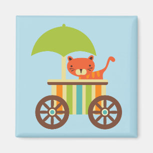 Cute Baby Tiger on Ice Cream Cart Kids Gifts Magnet