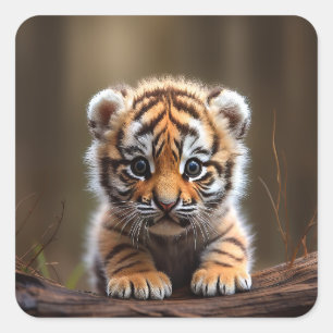 Cute Baby Tiger Square Sticker