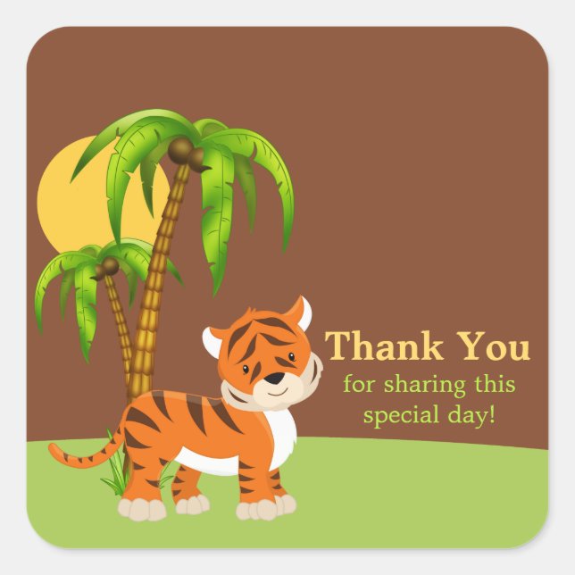 Cute Baby Tiger Thank You Sticker (Front)