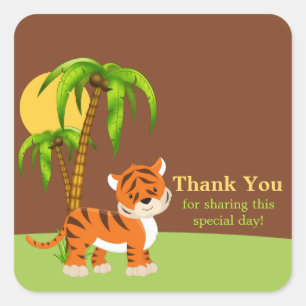 Cute Baby Tiger Thank You Sticker