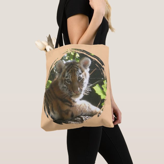 Cute Baby Tiger Tote Bag (Close Up)