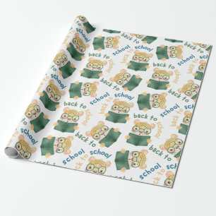Cute Baby Tiger With Glasses Book Back to School  Wrapping Paper