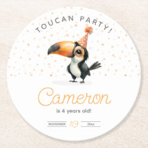 Cute baby toucan, kid’s birthday celebration 