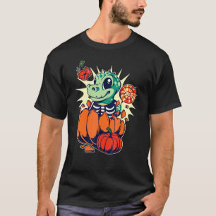 Cute Baby Trex Dinosaur Candy Pumpkin Halloween T-Shirt