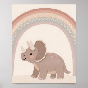 Cute baby triceratops - Boho Dino Series Poster