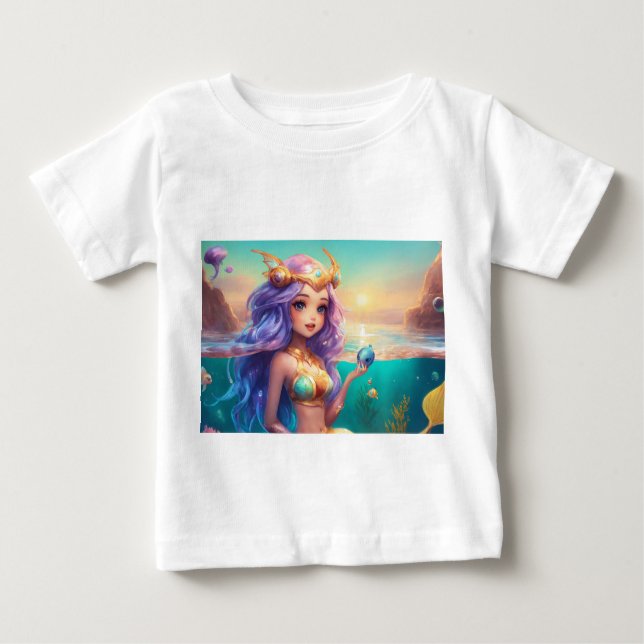 Cute baby tshirt with beautiful picture of mermaid (Front)