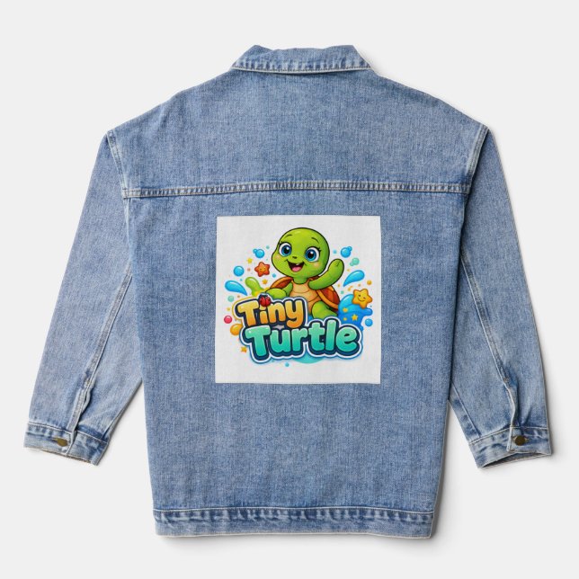 Cute Baby Turtle Denim Jacket (Back)