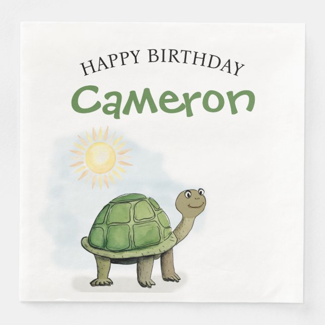 Cute Baby Turtle Illustration Napkin (Front)