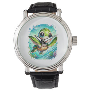 Cute Baby Turtle Swimming in Ocean Watch