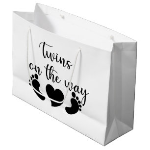 Cute baby twins word art unisex  large gift bag