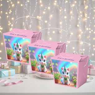 Cute baby unicorn and rainbow, girls birthday favour box