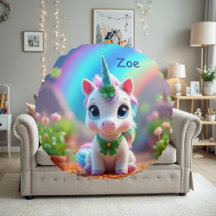Cute baby unicorn and rainbow, girls 