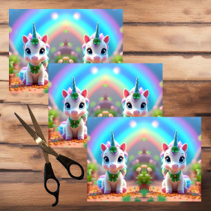 Cute baby unicorn and rainbow, girls tissue paper