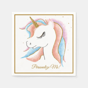 Cute Baby Unicorn Magical Pastel Personalised Napkin