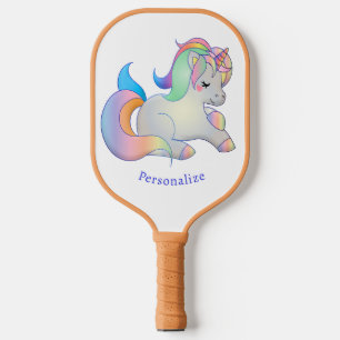 Cute Baby Unicorn Pastel Fantasy Personalised Pickleball Paddle