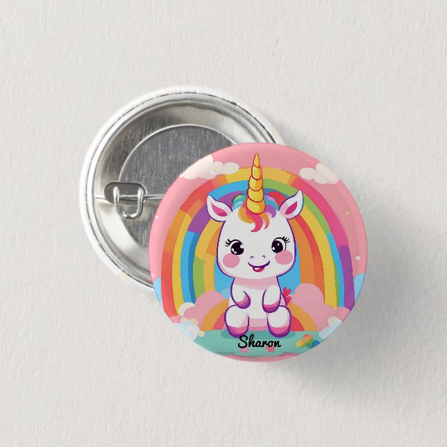 Cute Baby Unicorn Rainbow 3 Cm Round Badge (Front & Back)