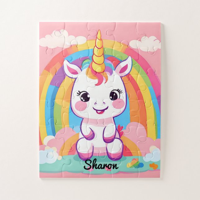 Cute Baby Unicorn Rainbow Jigsaw Puzzle (Vertical)