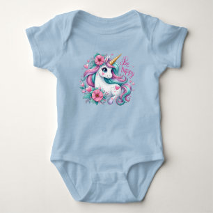 Cute Baby Unicorn With Flowers for Women & Girls Bodysuit