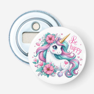 Cute Baby Unicorn With Flowers for Women & Girls Bottle Opener