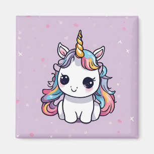 Cute Baby Unicorn with Purple Background Magnet
