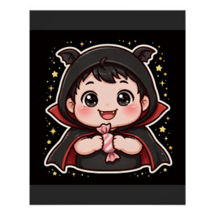 Cute Baby Vampire Candy Halloween Poster