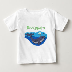 Cute baby whale and mother cartoon illustration baby T-Shirt
