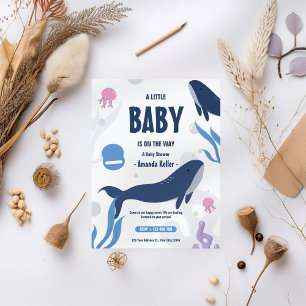 Cute Baby Whale Baby Shower Invitation