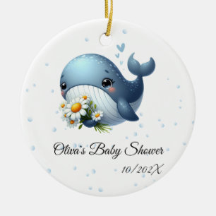Cute Baby Whale Baby Shower Ornament
