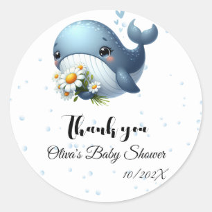 Cute Baby Whale Baby Shower Sticker