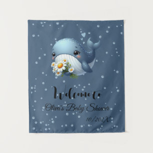 Cute Baby Whale Baby Shower Tapestry